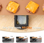 CookSimple Everyday 20"x12" Electric Griddle–1700W Nonstick PPG Ceramic Surface, Large Flat Design, Perfect for Family Meals, Pancakes&Eggs, Fast Even Heating, Easy to Clean, Ceramic Copper