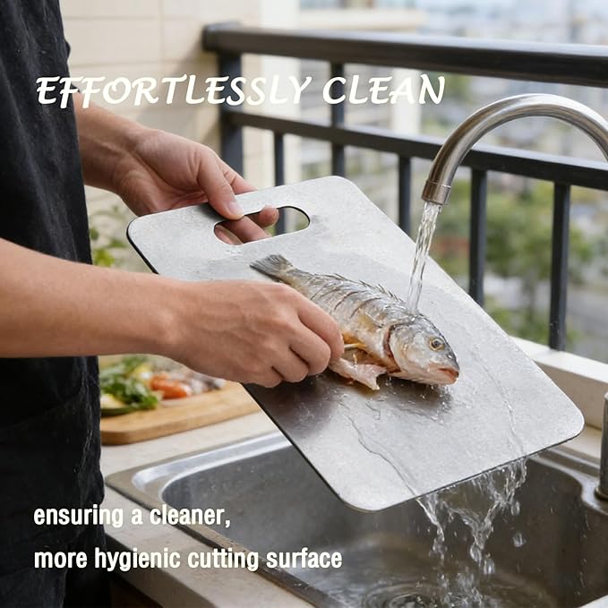 100% Pure Titanium Cutting Board, Titanium Cutting Boards for Kitchen Dishwasher Safe, Food-Grade Metal Meat Chopping Board Mat for Cooking Tasks and Outdoor Charcuterie Party (S, 9.25”×5.71”)