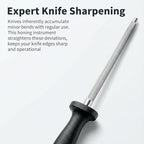 Knife Sharpener Rod, 13 Inch Carbon Steel Honing Steel for Kitchen Knives, Professional Magnetized Sharpening Stick with Nickel-Chrome Plating, Easy Grip Tool for Chef Knives
