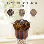 Acacia Wood Premium Acrylic Salt and Pepper Grinder Set 8 Inches Salt and Pepper Mill Set, Manual Mills- Wooden Shakers with Adjustable Ceramic Core 2 Pack for Kitchen Home Gift