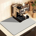 Coffee Mat for Countertops ,Coffee Bar Accessories Fit Under Coffee Maker Espresso Machine, Absorbent Hide Stain Rubber Mat for Countertop ,Dish Drying Mat for Kitchen Counter (Light Gray, 17"x31.5")