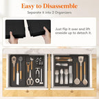 Lifewit Utensil Organizer for Kitchen Drawer, Expandable Cooking Silverware Tray, Adjustable Cutlery Flatware Holder, Plastic Spatula Tools Storage Divider, 21.3- 36 x 16.9", Black