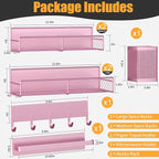 Magnetic Spice Rack for Refrigerator, 7 Pack 100% Metal Strong Magnet Shelves, Kitchen Spice Organizer W/ Hook Rack, Paper Towel Holder, Utensils Caddy, Home Laundry Room Storage Organization (Pink)