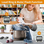 2 Pack Digital Kitchen Timer NKOVE 24 Hour Clock and Alarm Function with Silent or Alarm Manual Switching Count UP or Down and Memory Function Black