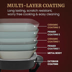 Elite Gourmet 12" x 12" x 3" Ceralast™ PFAS Free Ceramic Electric Skillet, Dishwasher Safe, Xtra Deep Dish, Rapid Heat 1200W, Black