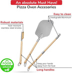 Senwosa Pizza Oven Accessories Set - 3 Piece Pizza Making Kit with Pizza Peel, Pizza Oven & Stone Brush with Scraper, Turning Fork & Bubble Popper - Tools for Indoor Outdoor Brick Wood Gas Ovens