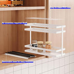 Mustorn 2 Pack Pull Out Spice Rack Organizer for Cabinet, 2 Tier Metal Slide Out Seasoning Organizer and Storage Heavy Duty Vertical Spice Rack Shelf Pullout for Kitchen Cabinets No Drilling (White)