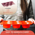 BAKE BOSS Silicone Jumbo Muffin Pan 6 Cup–Non-Stick Cupcake Pans for Baking, Heavy-Duty Large Silicone Muffin Pans for Baking, BPA-Free, Easy-Release, Oven & Dishwasher Safe