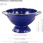Reston Lloyd, 1.5 Quart Powder Coated Steel Kitchen Strainer Basket for draining Pasta, Vegetable and Fruit, Chrome Handles and Wide Stable Base, Indigo