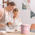 DAYYET Pink Cookie Jar for Kitchen Counter, 1 Gallon Vintage Cookie Jar with Airtight Lid, Large Food Storage Container for Candy, Cookies, Dessert, Farmhouse Kitchen Decor and Accessories