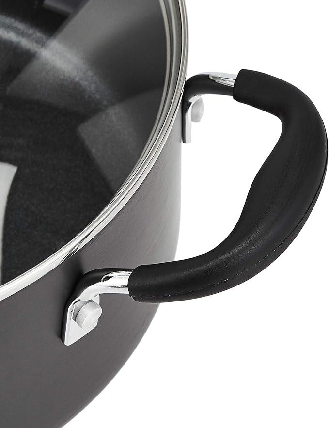 Amazon Basics Hard Anodized Non-Stick 12-Piece Cookware Set, Pots, Pans and Utensils, Black