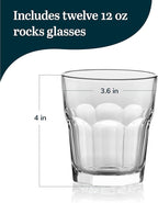 Libbey Gibraltar Drinking Glass Drinking Cup Set, Iconic Heavy Base Bar Glassware Thick Drinking Glasses Set of 12, 12-Ounce Rocks Glasses
