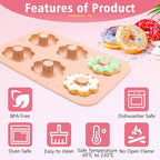 Silicone Donut Pan, Donut Molds for Baking, Donut Maker for 6 Doughnuts, Non-stick Doughnut Pan Muffin Cupcake Bagel Making Tray (Green, Pink, Blue)