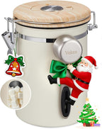 Veken Coffee Sugar Canister with Window, Christmas Coffee Lovers Gift Basket Set, Airtight Stainless Steel Kitchen Food Storage Container Gifts for Grounds, Beans,Tea,Flour, Cereal, Scoop, 22OZ,Cream