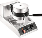 VEVOR Commercial Waffle Maker, 1300W Round Waffle Iron, Non-Stick Rotatable Waffle Baker Machine With 122-572℉ Temp Range and Time Control, Teflon-Coated Baking Pan Stainless Steel Body 120V