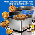 TOPKITCH 6L Electric Deep Fryer with Removable Oil Container and Handle, Solid Wire Mesh Basket and Lid, Lightweight Commercial Countertop Fryers - 120V 1800W