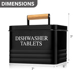 Calindiana Modern Farmhouse Metal Dishwasher Pods Container Holder with Lid for Kitchen Organization and Storage, Kitchen Essentials Decor Accessories, Black