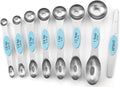 Spring Chef Stainless Steel Magnetic Measuring Spoons Set of 8 with Leveler, Nesting Metal Teaspoon & Tablespoon Measuring Spoons, Fits in Spice Jars, Kitchen Gadgets for Baking & Cooking - Aqua Sky