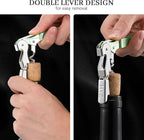 HYZ 2-Pack Wine Opener Waiter Corkscrew, Professional Wine Key for Servers, Bartender with Foil Cutter, Manual Wine Bottle Opener Double Hinged (Matcha Green)