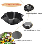 Tortilla Pan Set - 4pcs Non-Stick Carbon Steel Taco Salad Bowl Makers Tortilla Shell Pans, Tostada Bake Taco Shells, Flower-shaped Baking Mold Kitchen(Black 4pcs) (16.5x 7.5x 6cm)