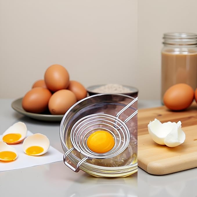 Silver Egg Separator, Yolk White Separator Tool, Food Grade Stainless Steel Egg Divider Egg Sieve Egg Extractor, Kitchen Gadget Cooking Baking Tool, Dishwasher Safe Specialty Tools and Gadgets