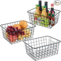 Wire Kitchen Storage Basket 3 Packs,Perfect Pantry Organization Accessories Baskets,Laundry Basket,Countertop Organization,Suitable for Kitchen,Bathroom,Bedroom,Tabletop,Stackable,Black