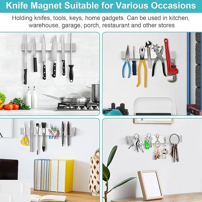 Magnetic Knife Holder for Wall 18 Inch Knife Magnetic Strip Refrigerator Knife Magnet Bar Wall Mount Knife Rack for RV Kitchen Utensil Holder Metal Tool Holder Knife Block for Kitchen Organization