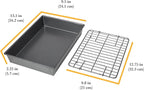 Chicago Metallic Pro Non-Stick Roast and Broil Baking Pan with Rack, 13-Inch-by-9-Inch, Dark Gray