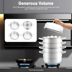 5-Tier Stainless Steel Steamer, 12.8 Inch Commercial Multi Tier Stainless Steel Cookware Pot Vegetable Meat Steamer Cooker Set w/Glass Lid for Steaming Shrimp & Miscellaneous Grains