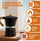 3 Cup Aluminum Espresso Stovetop Moka Pot Express Coffee Maker Percolator Italian Classic Mocha Coffee Machine for Italian and Cuban Cafe Brewing for Home & Camping 150ml 5oz