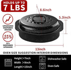 DIMESHY 13Inch Roasting Pan, Enamel on Steel, Black Covered Oval Roaster Pan with Lid, Small Cookware for Turkey, Small Chicken, Roast Baking Pan.