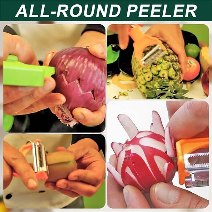 Pelador Multifuncional 2-En-1, Multi Cutter and Julienne Set with Grating Plate, Multifunctional Kitchenware Set, For Fruits and Vegetables (3pcs)
