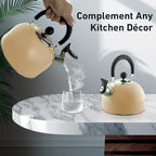 Lily's Home 2 Quart Stainless Steel Whistling Tea Kettle, the Perfect Stovetop Tea and Water Boilers for Your Home, Dorm, Condo or Apartment. (Pastel Green)