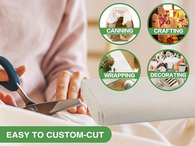 Organic Cheese Cloths, GOTS Certified, Grade 100, 18 Sq Feet,Reusable Cheese Cloth with Closed Edges Fabric Fine Mesh Cloth,Unbleached Cotton Muslin Cheesecloth for Straining, Juicing,Crafts - 2 Yards