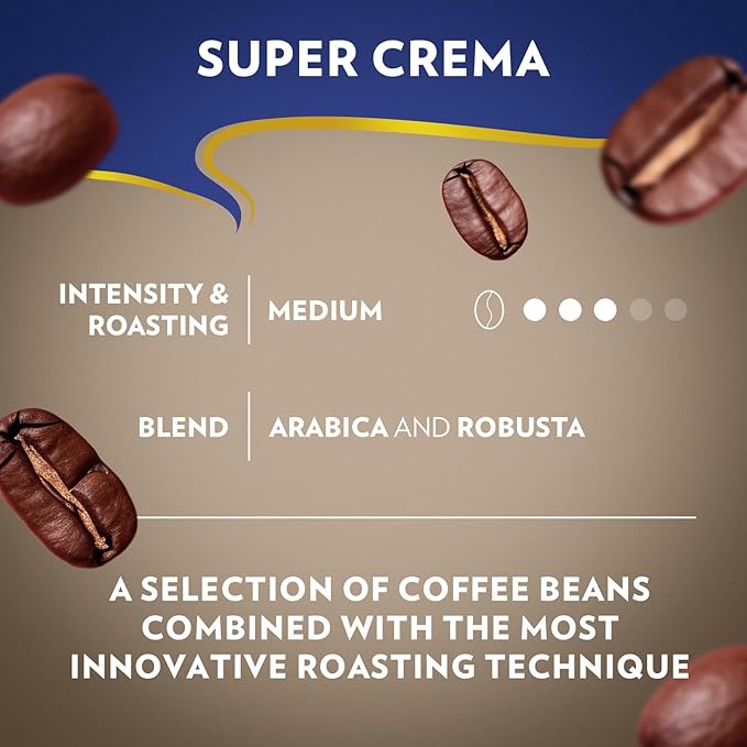 Lavazza Super Crema Aluminum Capsules Compatible with Nespresso* Original Machines, Medium Roast, Arabica and Robusta Blend (10 Capsules)