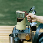 Glass Moka Pot for Stovetop & Induction - Italian Espresso Maker with Wood Handle & Leak-Proof Design - Comes with Induction Heat Diffuser Plate (6 Cup, 240ml)