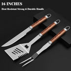 ROMANTICIST 25pcs Extra Thick BBQ Grill Accessories, Christmas Grilling Gifts Set for Men Dad, Heavy Duty Grill Tools Utensils Kit with Spatula, Tongs in Aluminum Case for Birthday Brown