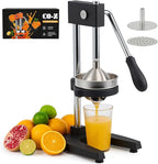 CO-Z Manual Citrus Juicer, Heavy-Duty Manual Juicer with Conical & Flat Pressure Plates, Professional Lemon Squeezer for Orange Pom Lime Lemon Juice, Dishwasher Safe Orange Juice Press, Black