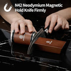 Rolling Knife Sharpener, Rolling Knife Sharpening Kit, Kitchen Knives Sharpener with Diamond and Ceramic for Steel of Chef Blade, Knives Sharpening Tool with 15 & 20 Degree Magnetic Angle, Walnut