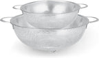 Gulex Stainless Steel Colander and Strainer Set(5-Quart and 3-Quart)，Metal Strainers with Base, Strainer for Kitchen Food, Dishwasher Safe