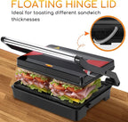 Panini Press Sandwich Maker, Aigostar 1000W Sandwich Press Grill with Non-Stick Coated Plates, Indicator Light, Locking Lid, Cool Touch Handle, Panini Maker Panini Press Grill Easy to Storage & Clean