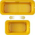 Extendable Sink Colander Strainer Basket - Wash Vegetables and Fruits, Drain Cooked Pasta and Dry Dishes - Adjustable Over the Sink Colander Collapsible Drainer Basket - Yellow