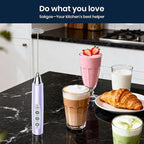 Sakgos Milk Frother Handheld Rechargeable - Electric Whisk 3 Speed Adjustable, Coffee Frother Wand with 3 Stainless Whisks, Electric Foam Maker, Drink Mixer Blender for Latte Cappuccino Matcha Egg