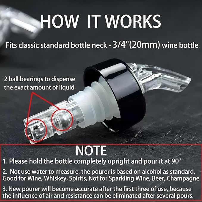 12 Pack Measured Liquor Pour Spout, Liquor Bottle Pourers, Measure Pour Spout for Liquor Bottles, Bottle Pourers for Alcohol, Shot Pourer Cocktail Liquor Dispenser Bar Bartending Tool -1oz/30ml