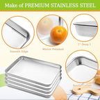 CEKEE Baking Sheet Set of 4, Stainless Steel Cookie Sheet & Baking Pan Tray, Toaster Oven Tray, Baking Pan Set, Rectangle Size 16 x 12 x 1 inch, Non Toxic, Mirror Finish & Rust Free, Dishwasher Safe