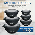 Bakken Master 12 Piece Plastic Nesting Bowls with Lids - Mixing Bowls Set includes 6 Prep Bowls and 6 Lids, BPA-Free, Reusable Meal Prep Containers, Microwave, Freezer & Dishwasher Safe, Gray