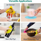 NIHOME Silicone Jar Opener – 6 Inch Large Anti-Slip Grip Pads, Premium 100% Food-Grade Silicone, Stylish Designer Colors, Multi-Purpose Heat-Resistant Mat & Coaster, Set of 4 (Fluorescent Colors)
