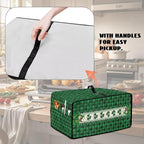 Shamrock Gnome Dog Print Toaster Oven Cover for St. Patrick's Day Decor, Checkered Pattern Microwave Cover for Kitchen Countertop Appliance Dust Protector Oven Accessories, Green, S