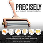 Zulay Adjustable Cheese Slicer - Wire Slicer For Mozzarella, Cheddar, Gouda - Heavy Duty With 2 Extra Wires (Copper)