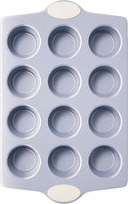 BRONYPRO 12-Cup Non Toxic Nonstick Ceramic Muffin Pan & Cupcake Tin, PFOA & PFOA Free, Heavy Duty Rust-Resistant Aluminized Steel, Oven Safe, Cream White